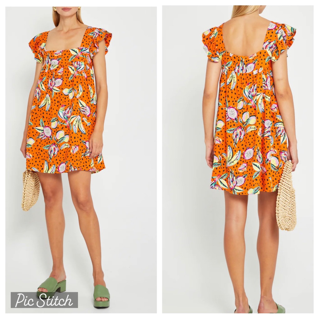 Kourt Fruit Print Oversized Babydoll Dress